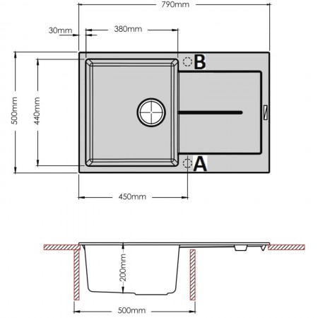 Кухонная мойка Fabiano Navio 79x50 Titanium А-18